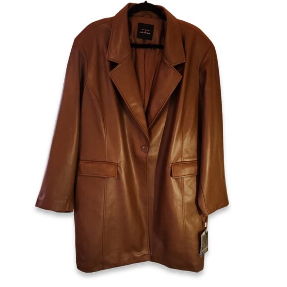 NWT Brown Vegan Leather Trench Coat With the Girls By Avec Les Filles Size 3X - Picture 3 of 15
